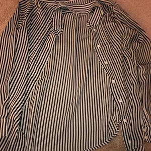 H&M black and white striped professional blouse
